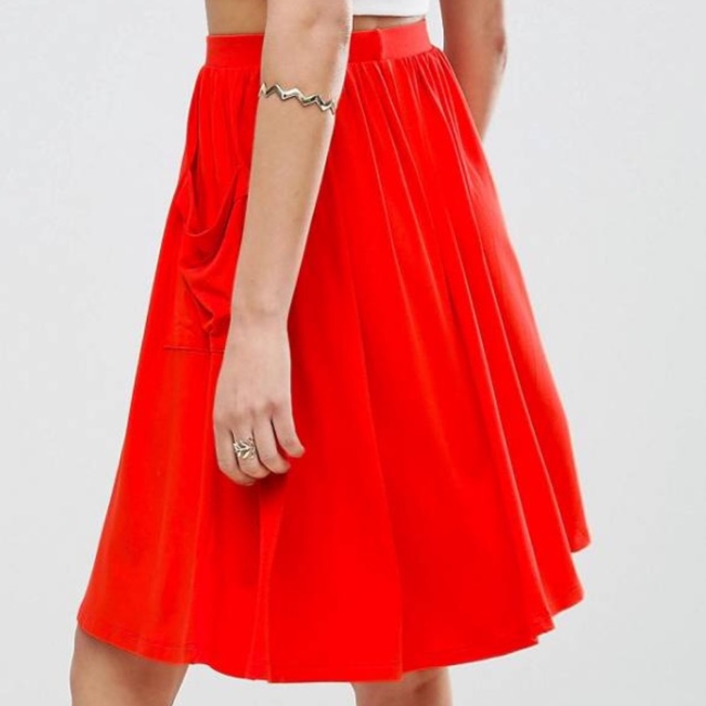 Popi Red Midi Skirt